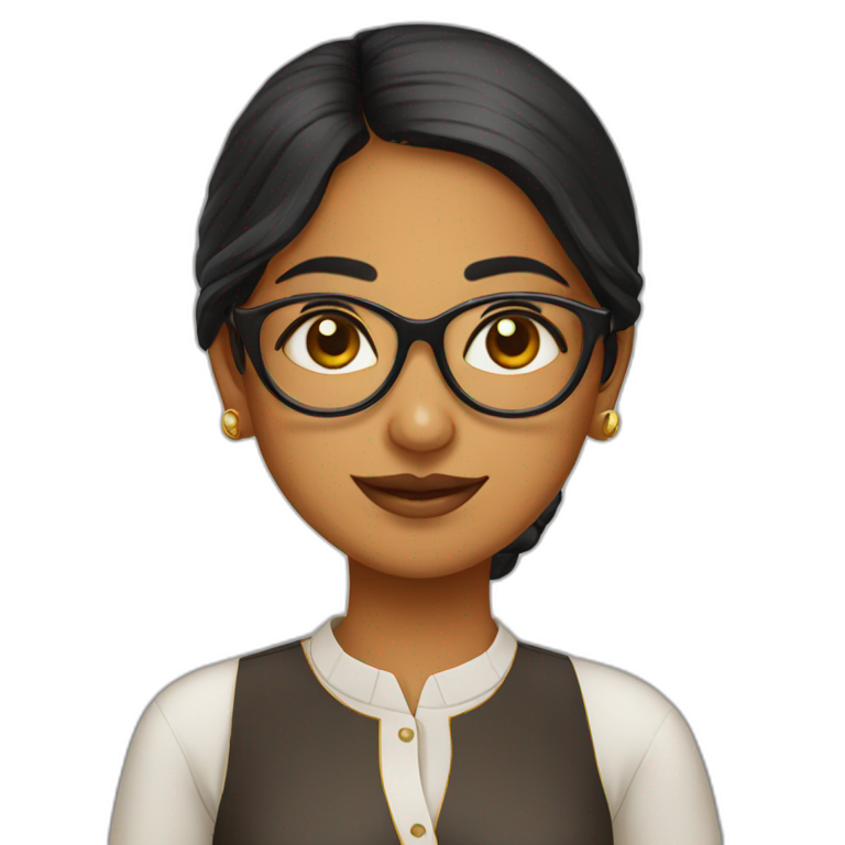South indian girl with specs and idli emoji