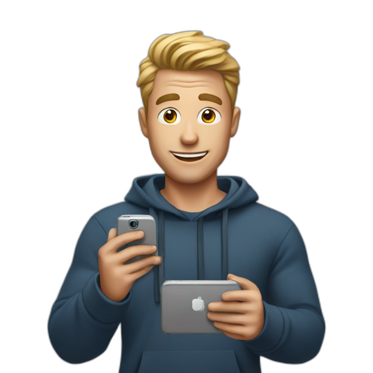man scrolling with his phone tiktok emoji