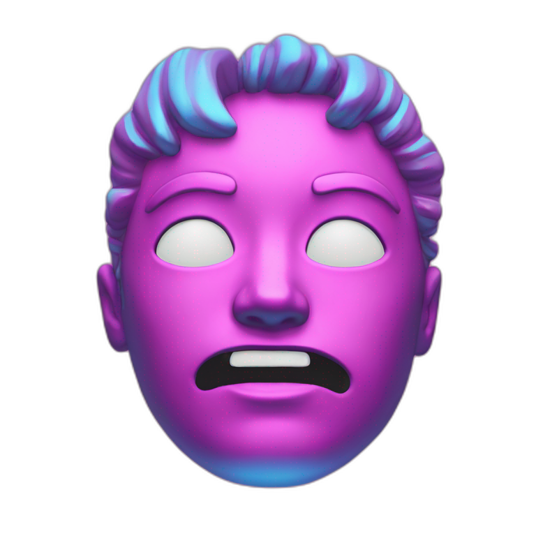 Vaporwave scarred face emoji