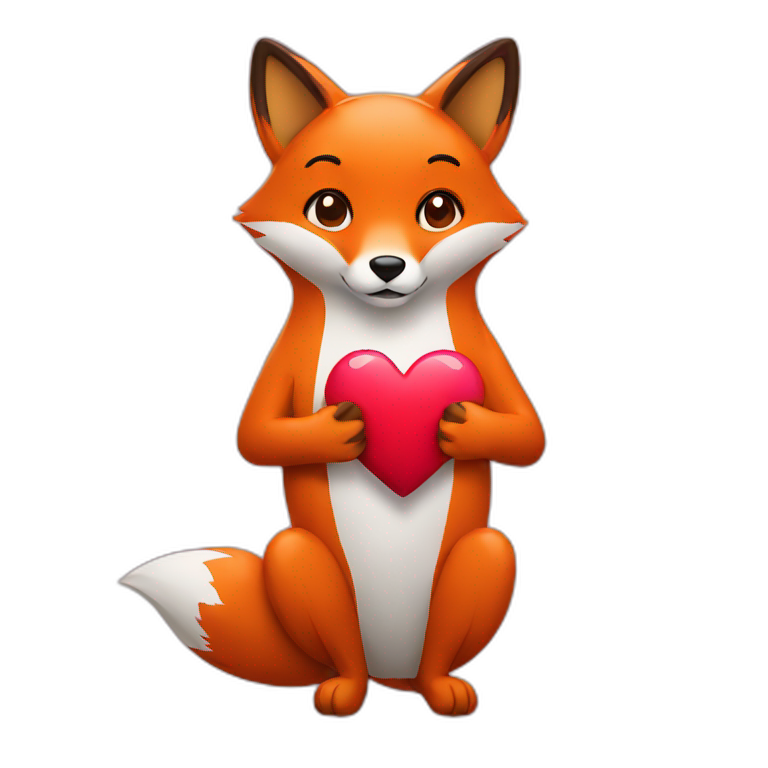 Fox holding heart emoji emoji