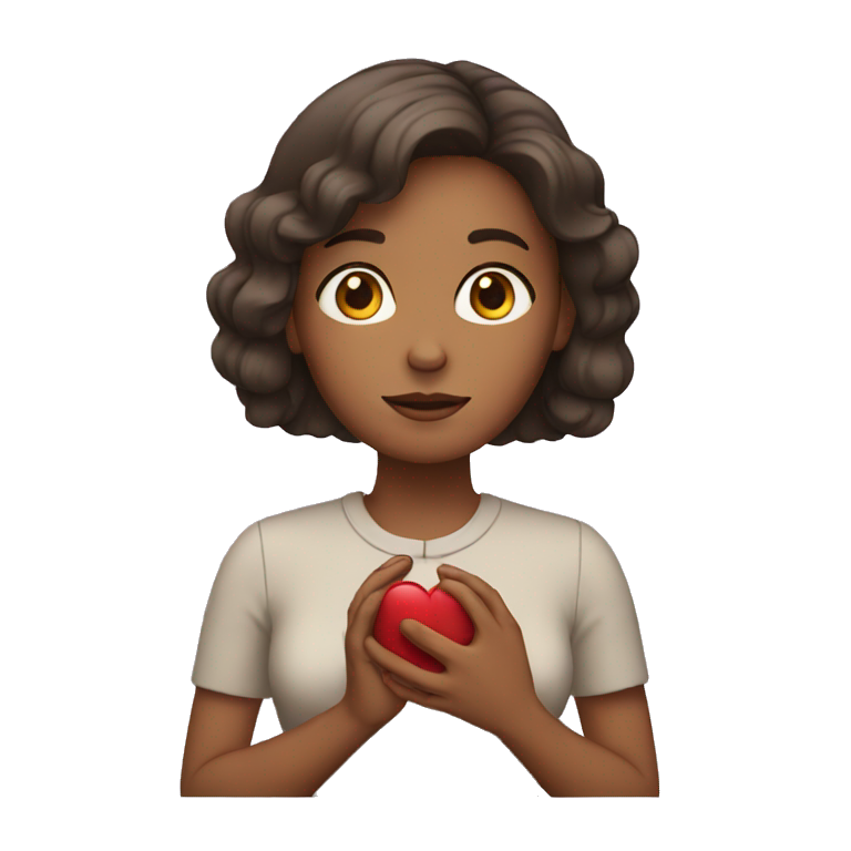 Woman with hand over her heart emoji