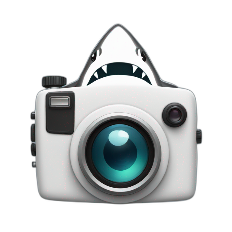 Camera with shark on camera emoji