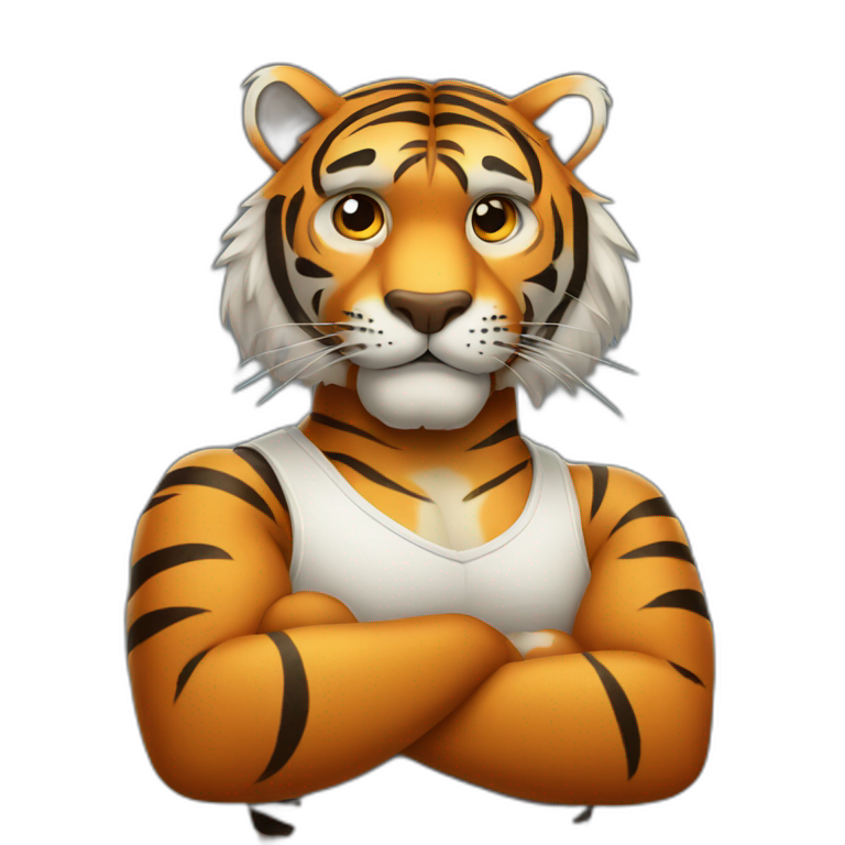 Tiger with his arms crossed emoji
