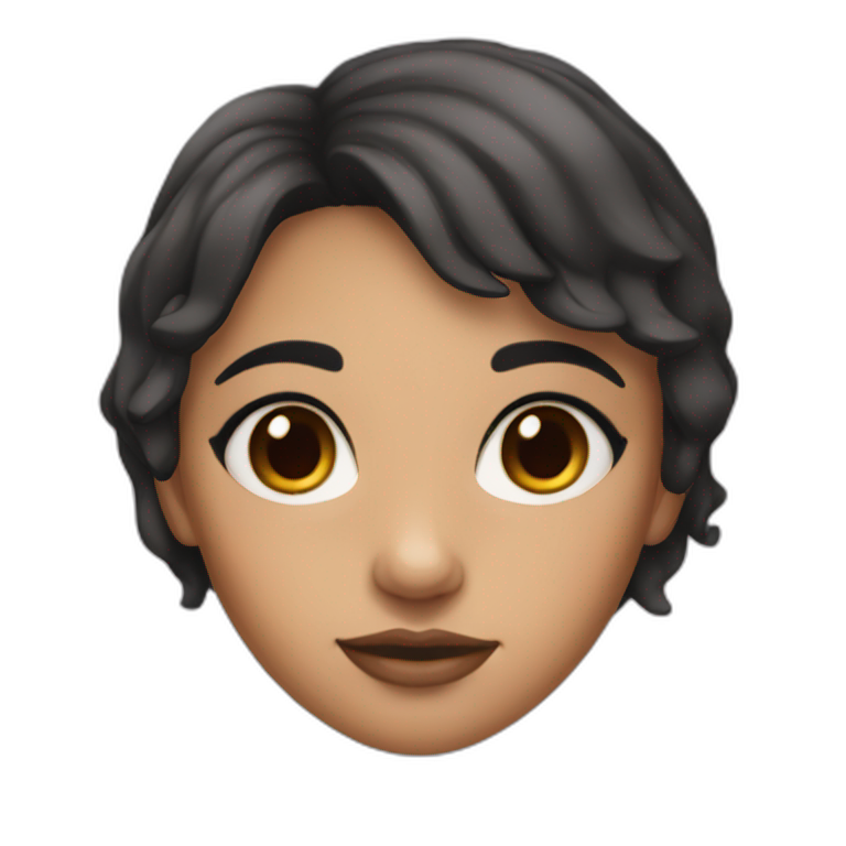 Light brown skin girl with short black hair and drown eyes pencil emoji