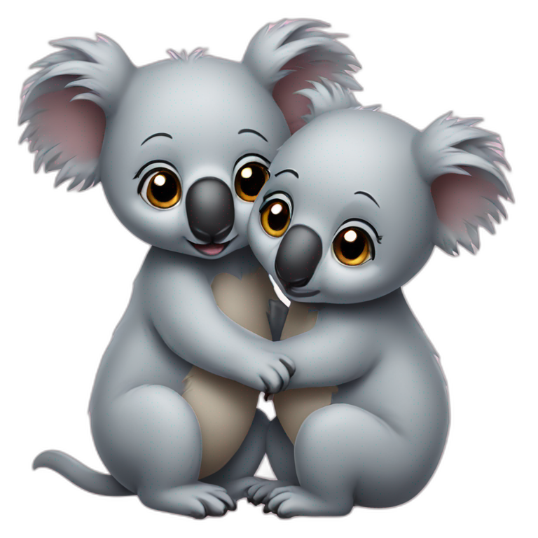 Two koala kissing each other emoji