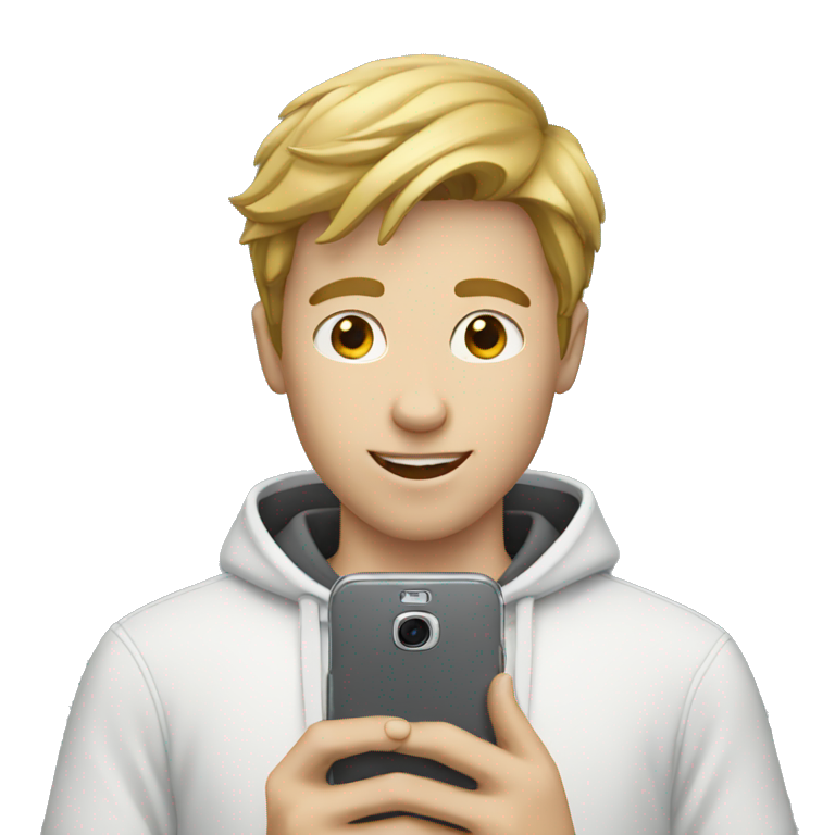 white boy using phone emoji