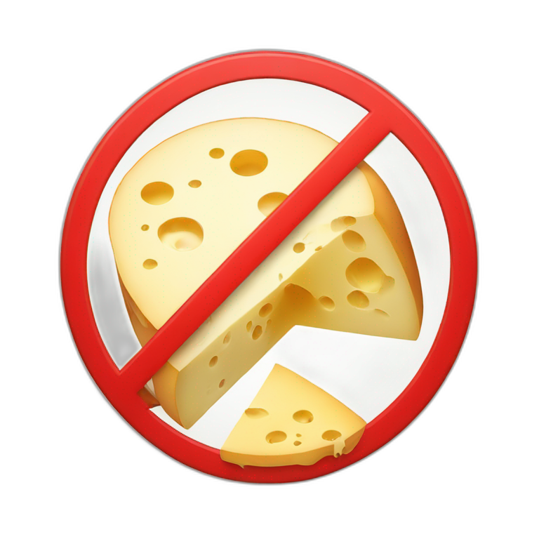 cheese inside a red 'no-smoking' sign emoji