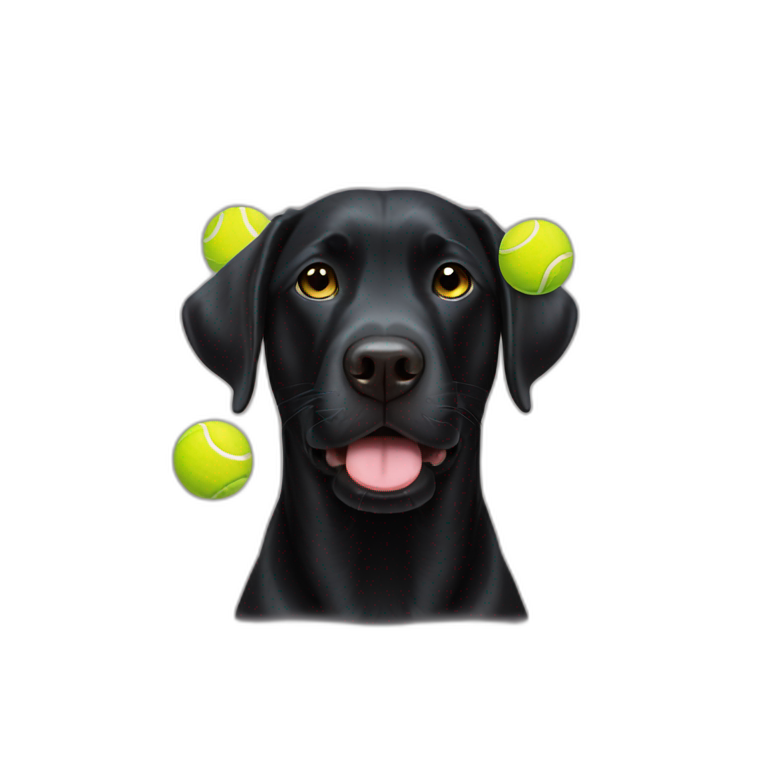 Black Labrador retriever stuffed three tennis balls inside his mouth small eyes emoji AI Emoji Generator