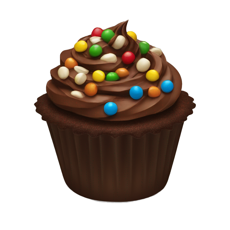 Chocolate cupcake and M&M emoji