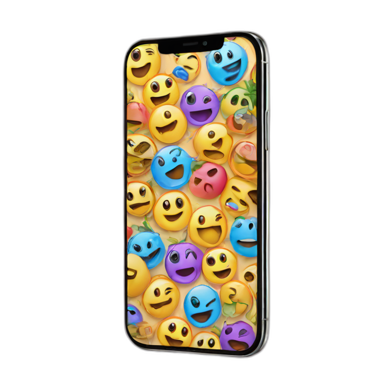 iphone 14 pro phone mockup with wallpaper emoji