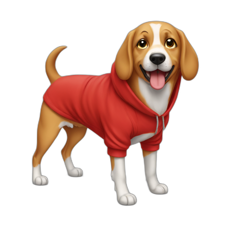 Barking susagedog in red hoodie emoji emoji