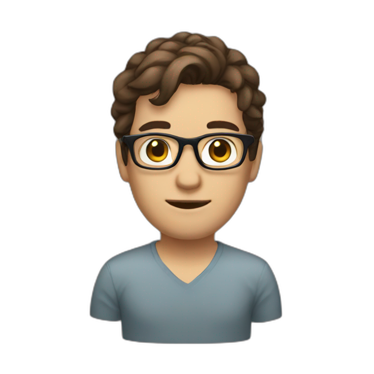 Python Dev brown hair, glasses emoji