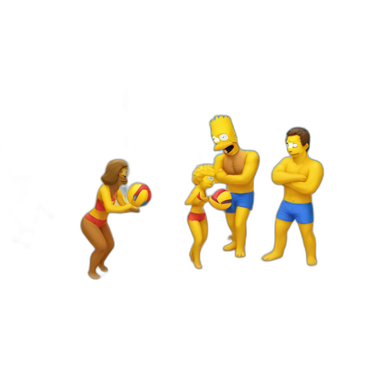 Simpsons playing beachvolleyball emoji