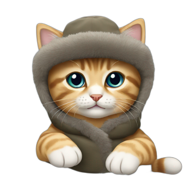 kitten using an ushanka emoji