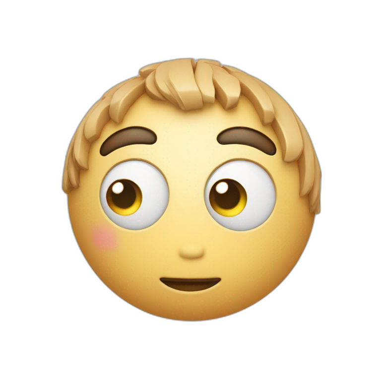3d sphere with a cartoon thoughtful skin texture with big calm eyes emoji