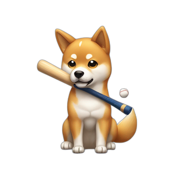 shiba inu holding a baseball bat, sitting emoji