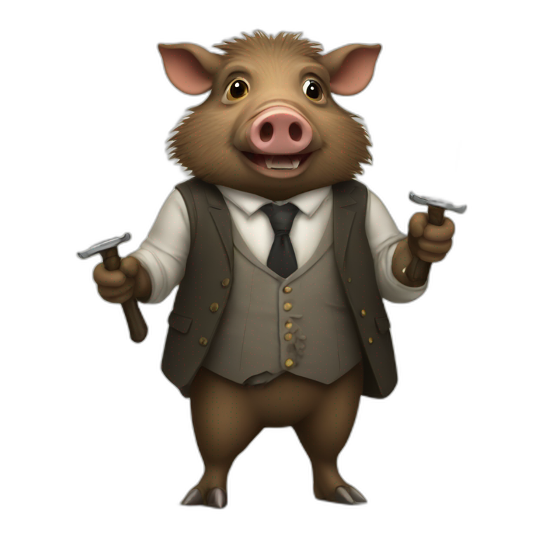 well dressed boar with knives emoji