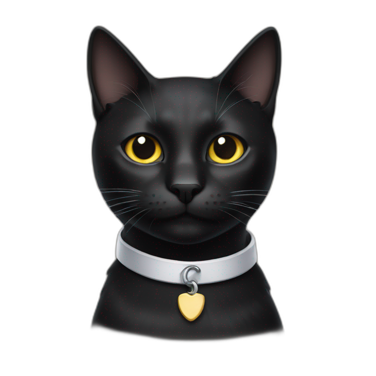 Black cat with white spot on collar emoji