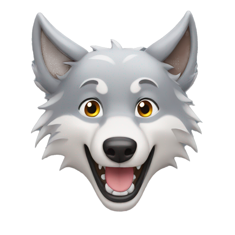 Happy wolf, animated emoji