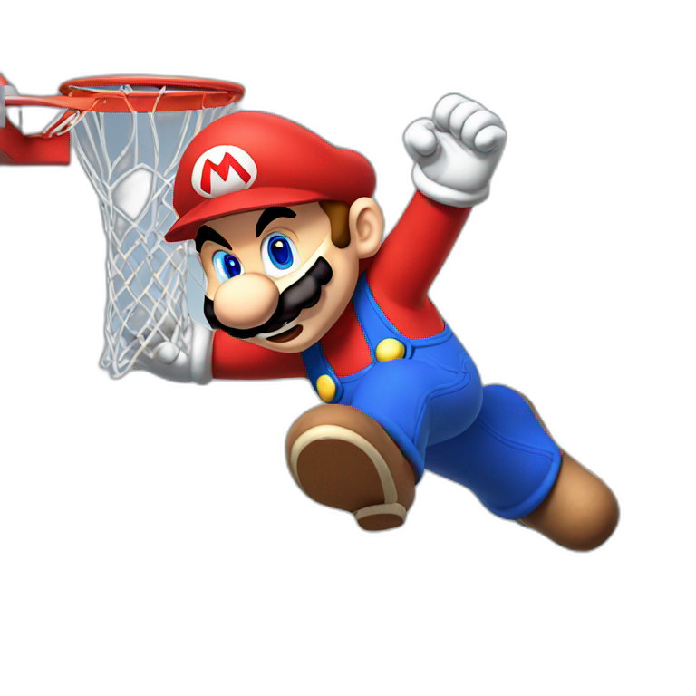 Mario doing a slam dunk emoji