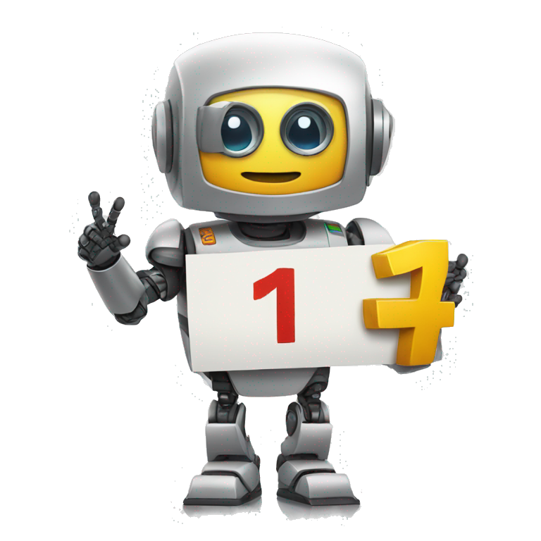 ROBO HOLDING A SIGN WRITTEN NUMBER ONE emoji