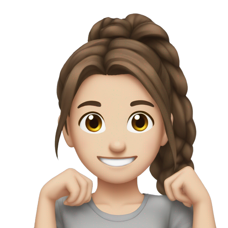 happy brown-haired girl smiling emoji