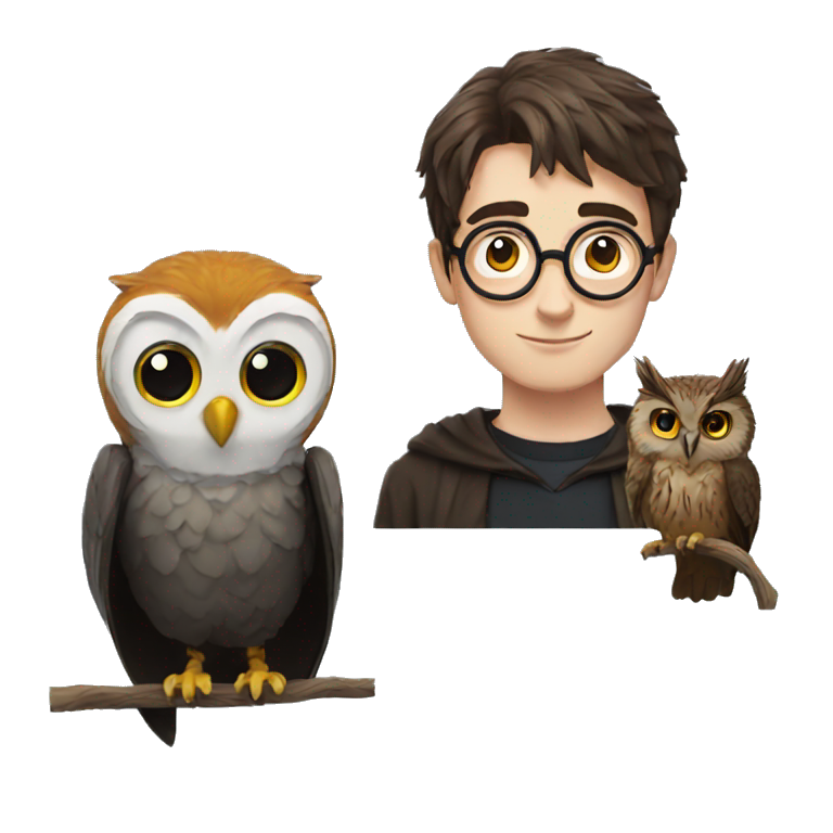 Harry Potter with an owl emoji