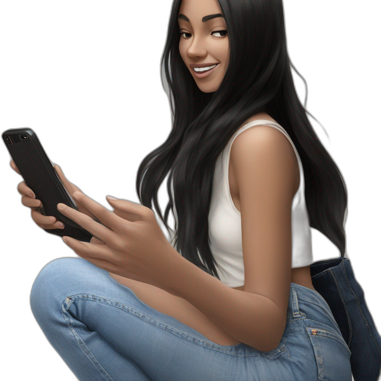 phone-holding girl with long hair emoji