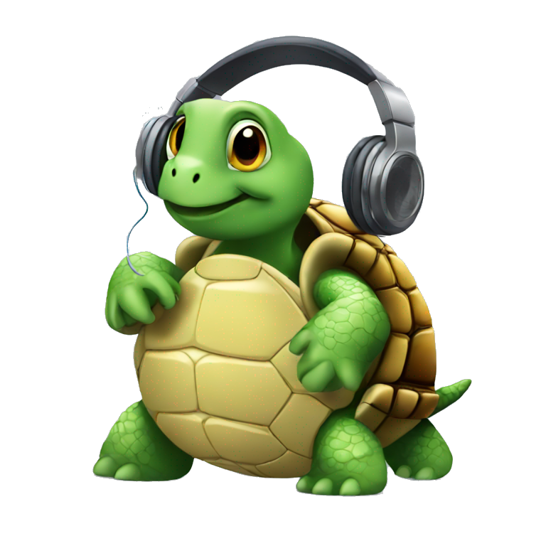turtle listening to music emoji