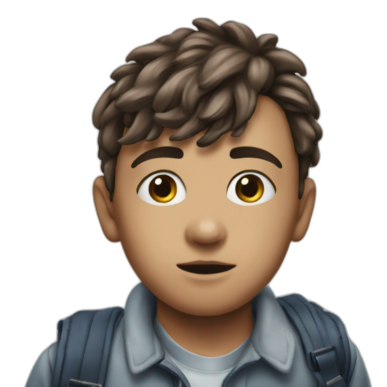 young boy with school bag emoji