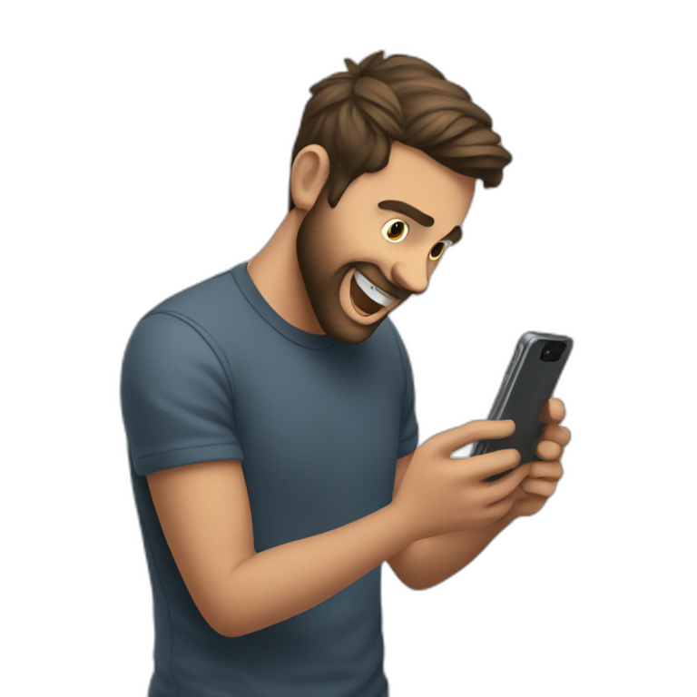 guy playing with phone scrolling addict emoji