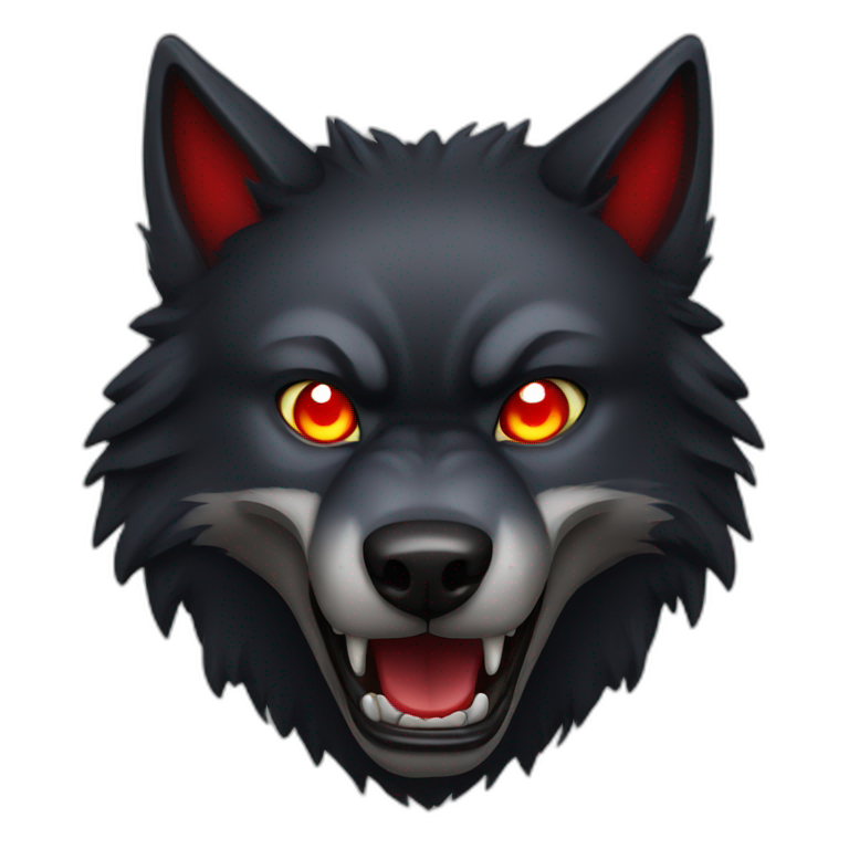 angry black wolf, red glowing eyes emoji