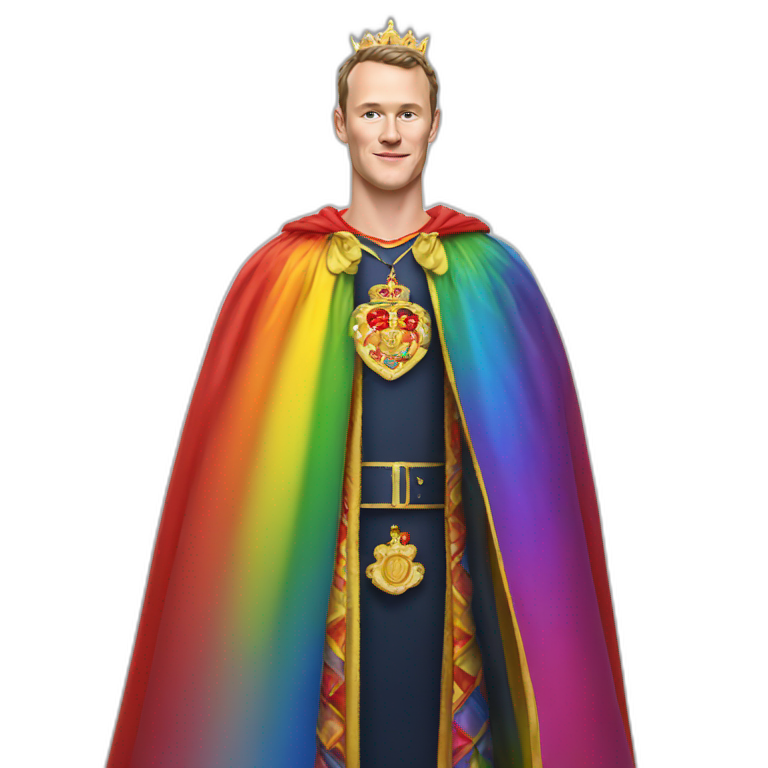 Jonathan Toews as a rainbow king with a royal robe on emoji AI Emoji Generator