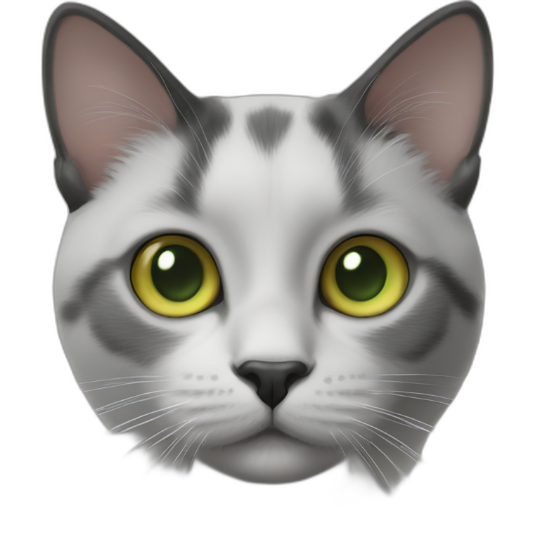 Black and white cat black face, white chin yellow green eyes emoji