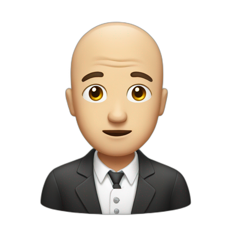 a bald man sourprised with question marks in his head emoji