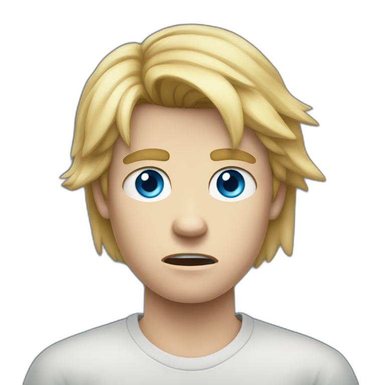 Angry blue-eyed teen-ager boy with long blond hair emoji