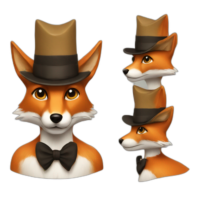 fox with hat and with big black human moustache emoji