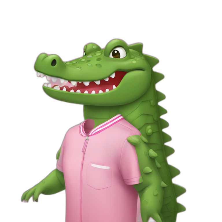Crocodile with pink Lacoste tshirt emoji