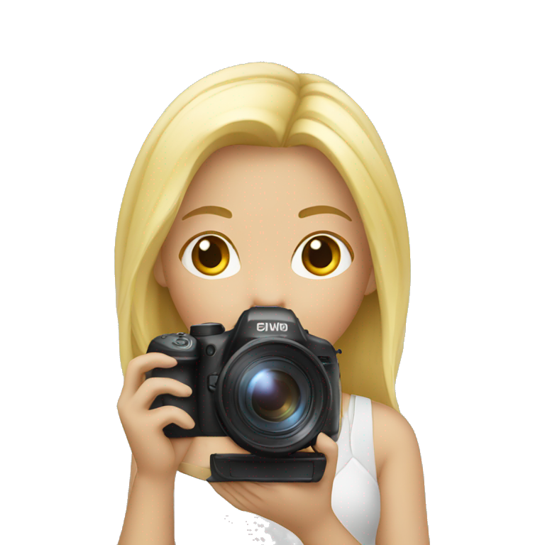 Blonde girl with a camera emoji