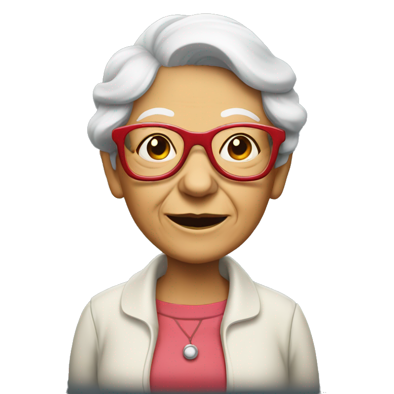 old lady with red glasses walking  emoji