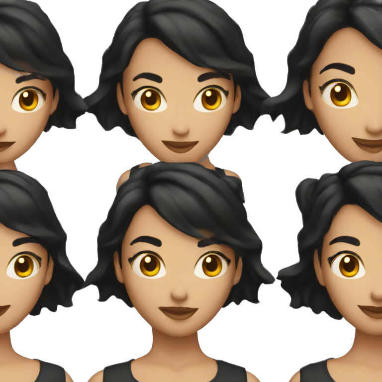 a woman black hair happy face emoji 3d with hear eyes  emoji