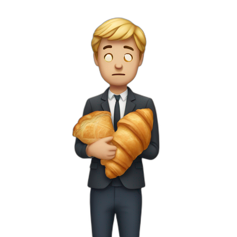 sad man french man with croissant in his hands emoji