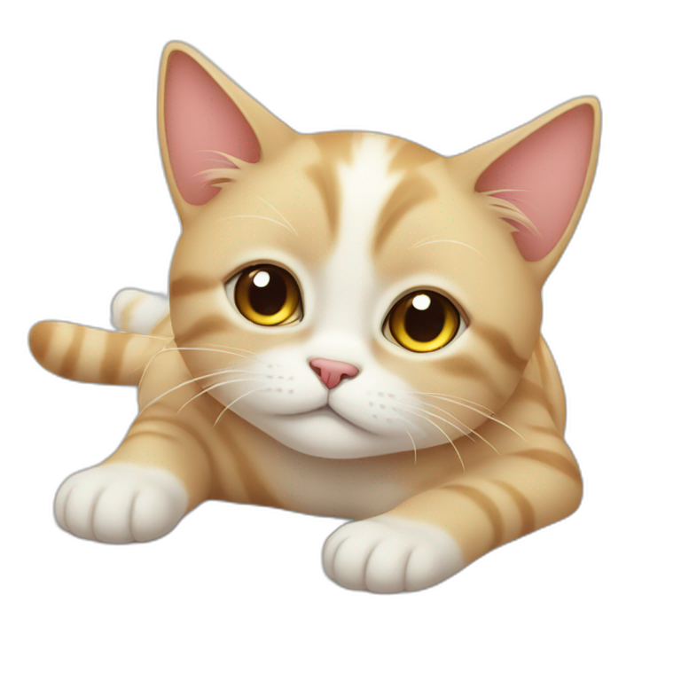 Cutest sad cat lying on white carpet  emoji