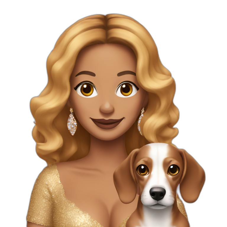 Beyoncé with cream dachshund  emoji