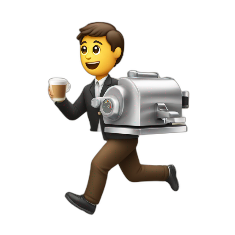 Person running away with espresso machine emoji