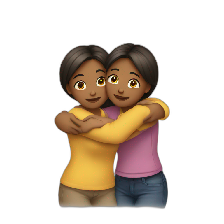 two girls hugging emoji