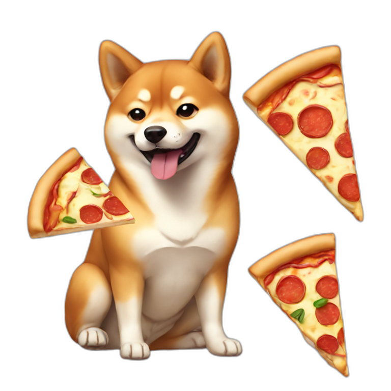 Shiba dog with pizza emoji