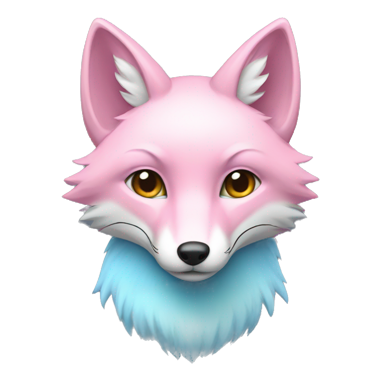 half light blue half pink fox emoji