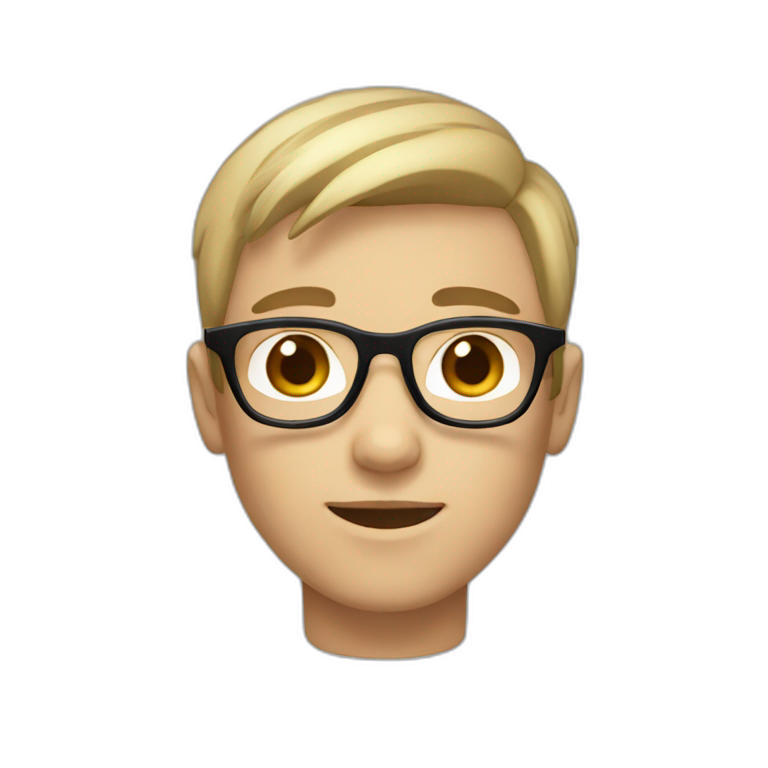 white and blond and brown hair with glasses boy with light brown skin emoji