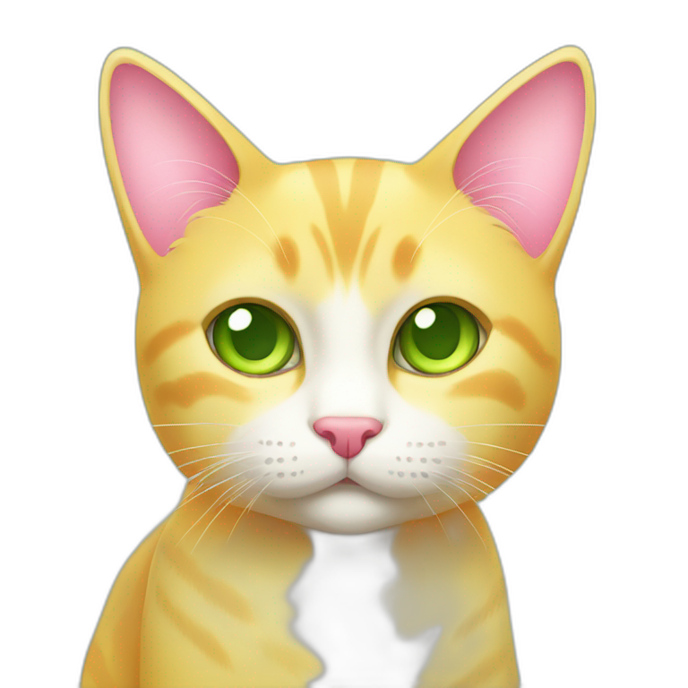 cute yellow cat with green eyes and pink nose emoji